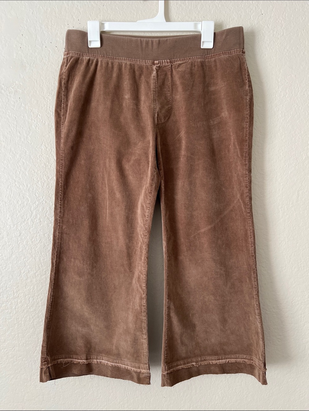 Like New! WEARABLES Wide Leg Pull On Pants Cropped Brown Cotton Blend Size M